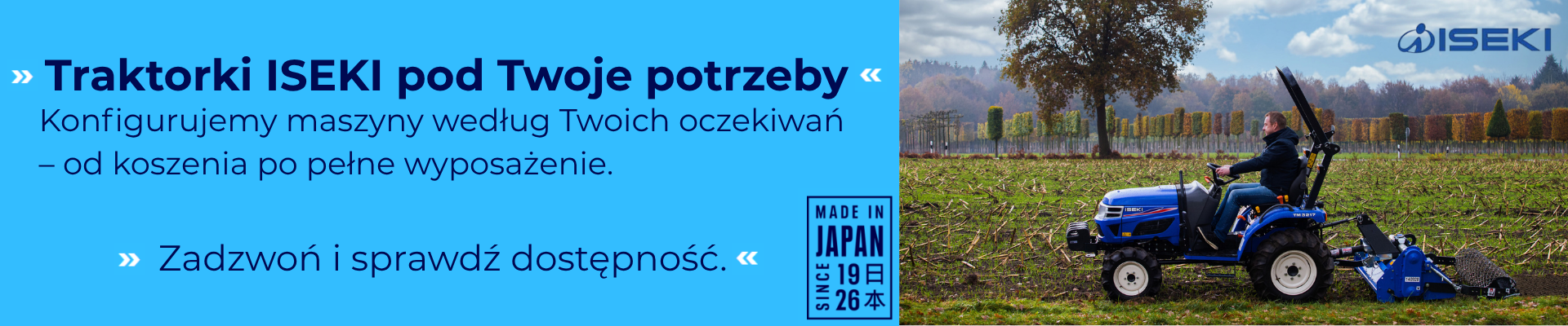 Traktorki Iseki - skonfiguruj pod własne wymagania