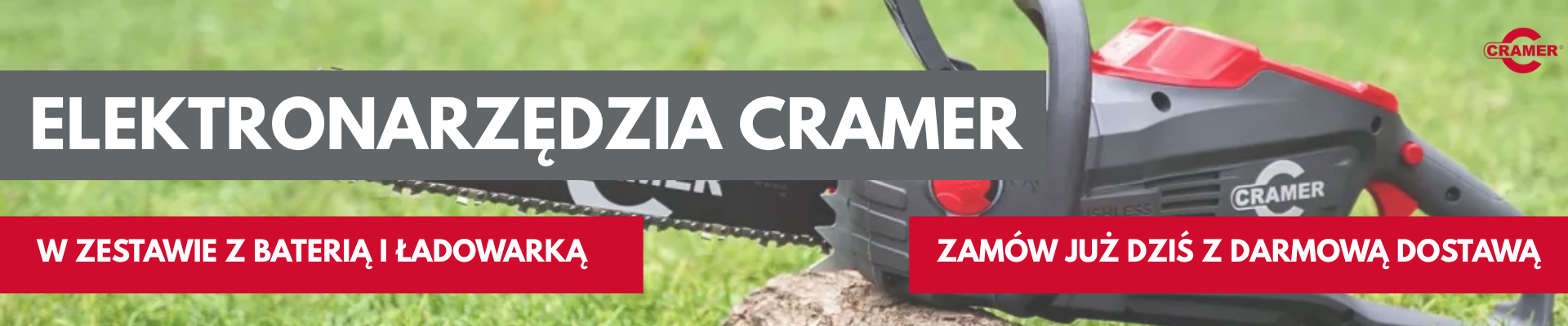 Elektronarzędzia ogrodnicze Cramer w zestawie z baterią i ładowarką